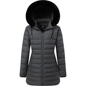 Women's Waterproof Long Down Jacket,Warm Winter Hooded Puffer Coat Thickened for